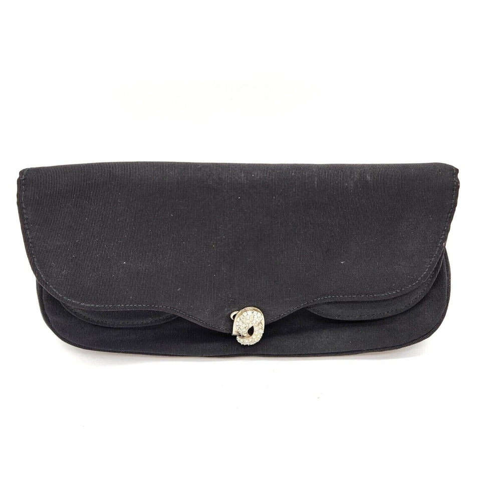Vintage Garay Evening Bag Small Black Handbag Rhinestone Clip Closure Satchel